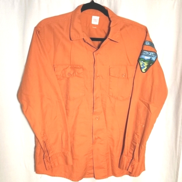 Vintage BLM Firefighter Flame Proofed Safety Shirt Orange Men's Large - Picture 8 of 8
